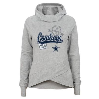 Outerstuff Girls Youth Heather Gray Dallas Cowboys Go For It Funnel Neck Raglan Pullover Hoodie