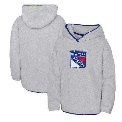 Outerstuff Girls Youth Heather Gray New York Rangers Ultimate Teddy Fleece Pullover Hoodie