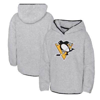 Outerstuff Girls Youth Heather Gray Pittsburgh Penguins Ultimate Teddy Fleece Pullover Hoodie