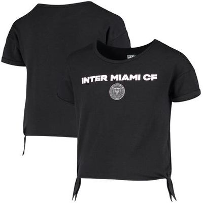 Outerstuff Girls Youth Heathered Black Inter Miami CF Love Side-Tie T-Shirt in Heather Black