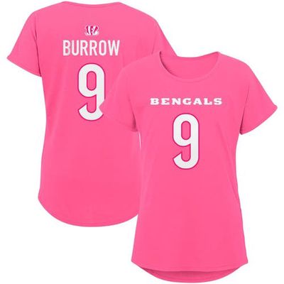 Outerstuff Girls Youth Joe Burrow Pink Cincinnati Bengals Player Name & Number T-Shirt