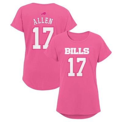 Outerstuff Girls Youth Josh Allen Pink Buffalo Bills Player Name & Number T-Shirt
