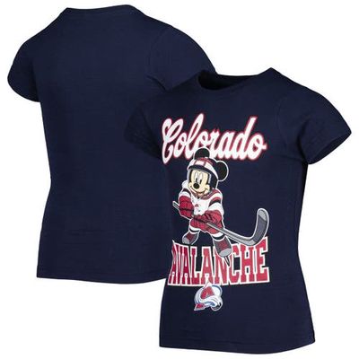 Outerstuff Girls Youth Navy Colorado Avalanche Mickey Mouse Go Team Go T-Shirt
