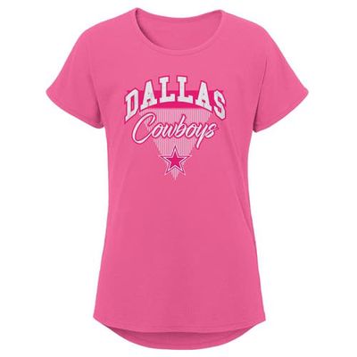 Outerstuff Girls Youth Pink Dallas Cowboys Playtime Dolman T-Shirt