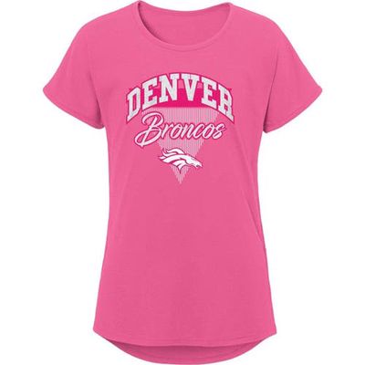 Outerstuff Girls Youth Pink Denver Broncos Playtime Dolman T-Shirt