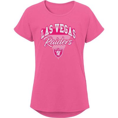 Outerstuff Girls Youth Pink Las Vegas Raiders Playtime Dolman T-Shirt