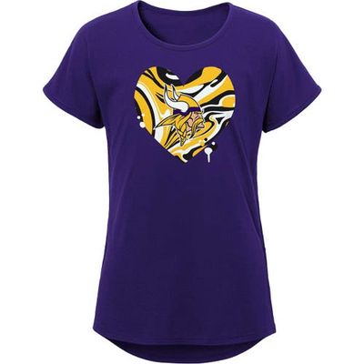 Outerstuff Girls Youth Purple Minnesota Vikings Drip Heart Dolman T-Shirt