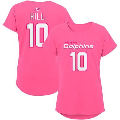 Outerstuff Girls Youth Tyreek Hill Pink Miami Dolphins Player Name & Number T-Shirt
