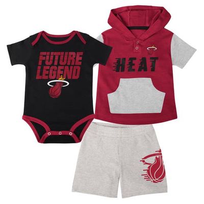Outerstuff Infant Black/Red/Gray Miami Heat Bank Shot Bodysuit