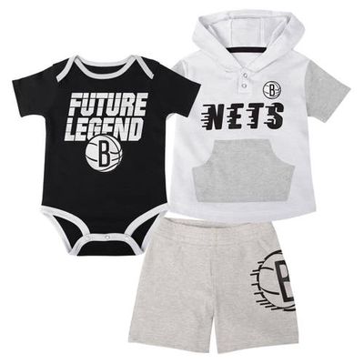 Outerstuff Infant Black/White/Gray Brooklyn Nets Bank Shot Bodysuit