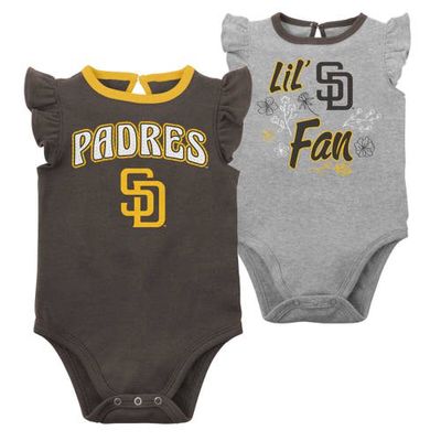 Outerstuff Infant Brown/Heather Gray San Diego Padres Little Fan Two-Pack Bodysuit Set