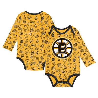 Outerstuff Infant Gold Boston Bruins Dynamic Defender Long Sleeve Bodysuit