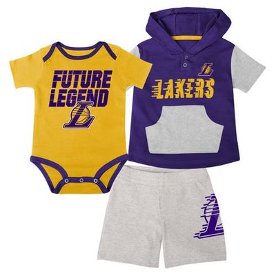 Outerstuff Infant Gold/Purple/Gray Los Angeles Lakers Bank Shot Bodysuit