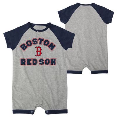 Outerstuff Infant Heather Gray Boston Red Sox Extra Base Hit Raglan Full-Snap Romper