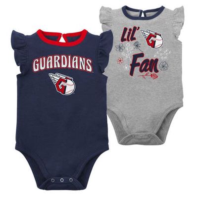 Outerstuff Infant Navy/Heather Gray Cleveland Guardians Little Fan Two-Pack Bodysuit Set