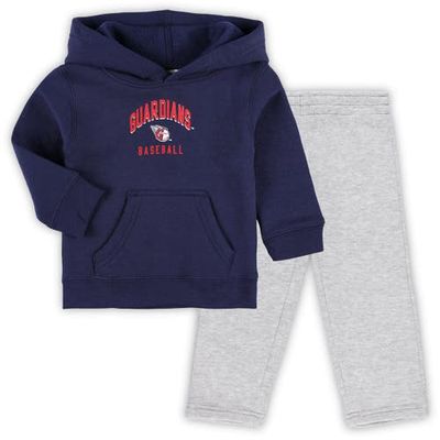Outerstuff Infant Navy/Heather Gray Cleveland Guardians Play by Play Pullover Hoodie & Pants Set