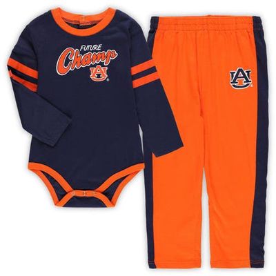 Outerstuff Infant Navy/Orange Auburn Tigers Little Kicker Long Sleeve Bodysuit and Sweatpants Set