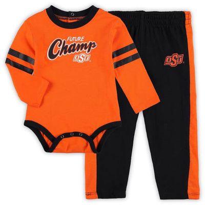 Outerstuff Infant Orange/Black Oklahoma State Cowboys Little Kicker Long Sleeve Bodysuit and Sweatpants Set