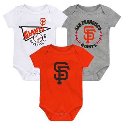 Outerstuff Infant Orange/White/Heather Gray San Francisco Giants Biggest Little Fan 3-Pack Bodysuit Set