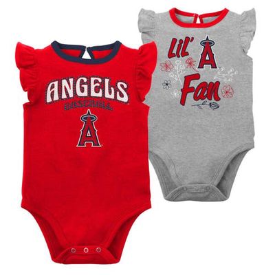 Outerstuff Infant Red/Heather Gray Los Angeles Angels Little Fan Two-Pack Bodysuit Set