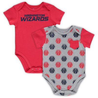 Outerstuff Infant Red/Heathered Gray Washington Wizards Little Baller 2-Pack Bodysuit Set
