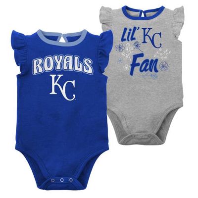 Outerstuff Infant Royal/Heather Gray Kansas City Royals Little Fan Two-Pack Bodysuit Set