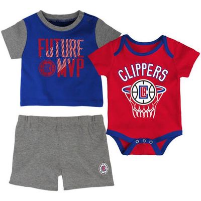 Outerstuff Infant Royal/Red LA Clippers Putting Up Numbers Bodysuit T-Shirt & Shorts Set