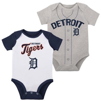 Outerstuff Infant White/Heather Gray Detroit Tigers Two-Pack Little Slugger Bodysuit Set