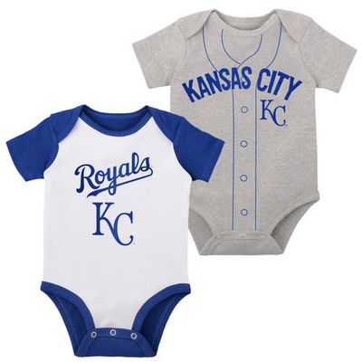Outerstuff Infant White/Heather Gray Kansas City Royals Two-Pack Little Slugger Bodysuit Set