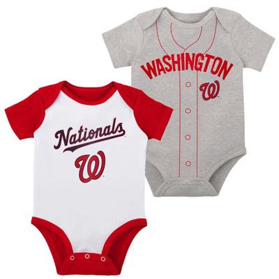 Outerstuff Infant White/Heather Gray Washington Nationals Two-Pack Little Slugger Bodysuit Set