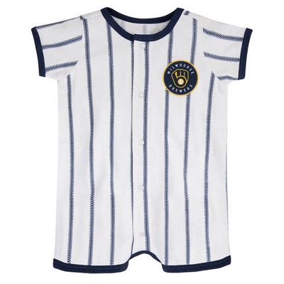 Outerstuff Infant White Milwaukee Brewers Pinstripe Power Hitter Coverall