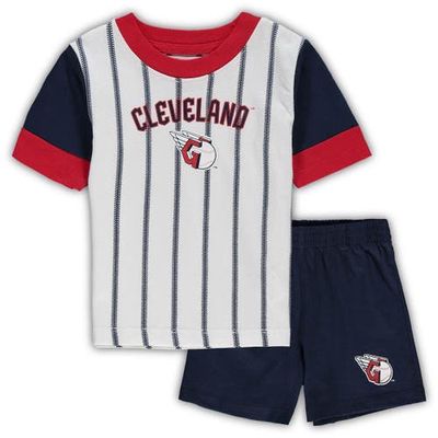 Outerstuff Infant White/Red Cleveland Guardians Position Player T-Shirt & Shorts Set in Navy