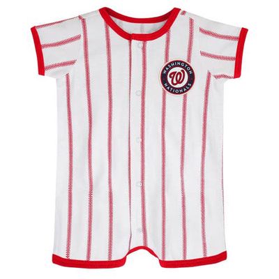 Outerstuff Infant White Washington Nationals Pinstripe Power Hitter Coverall