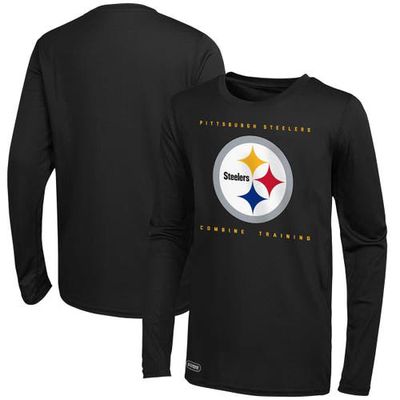 Outerstuff Men's Black Pittsburgh Steelers Side Drill Long Sleeve T-Shirt