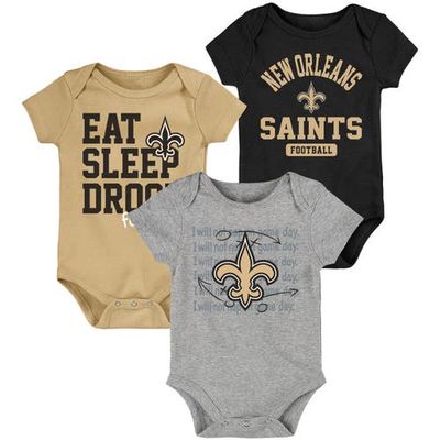 Outerstuff Newborn & Infant Black/Gold New Orleans Saints Eat Sleep Drool Football Three-Piece Bodysuit Set