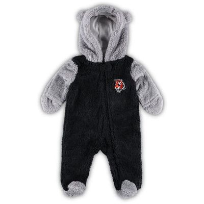 Outerstuff Newborn & Infant Black/Gray Cincinnati Bengals Game Nap Teddy Fleece Bunting Full-Zip Sleeper