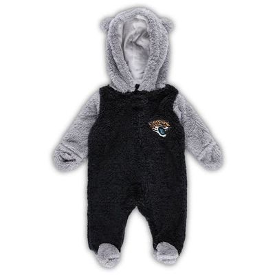 Outerstuff Newborn & Infant Black/Gray Jacksonville Jaguars Game Nap Teddy Fleece Bunting Full-Zip Sleeper
