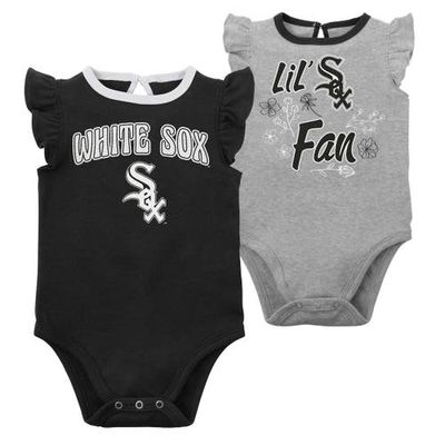 Outerstuff Newborn & Infant Black/Heather Gray Chicago White Sox Little Fan Two-Pack Bodysuit Set