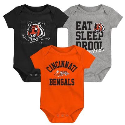 Outerstuff Newborn & Infant Black/Orange/Heather Gray Cincinnati Bengals Three-Pack Eat