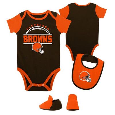 Outerstuff Newborn & Infant Brown/Orange Cleveland Browns Home Field Advantage Three-Piece Bodysuit