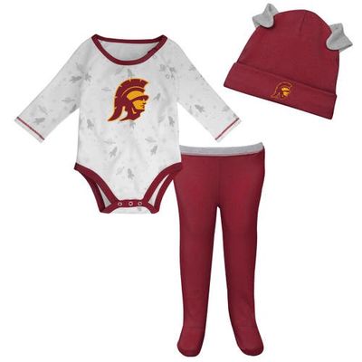 Outerstuff Newborn & Infant Cardinal/White USC Trojans Dream Team Raglan Long Sleeve Bodysuit Hat & Pants Set