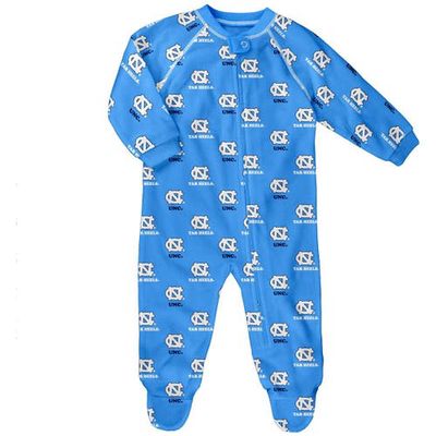 Outerstuff Newborn & Infant Carolina Blue North Carolina Tar Heels Allover Print Raglan Full-Zip Sleeper in Light Blue