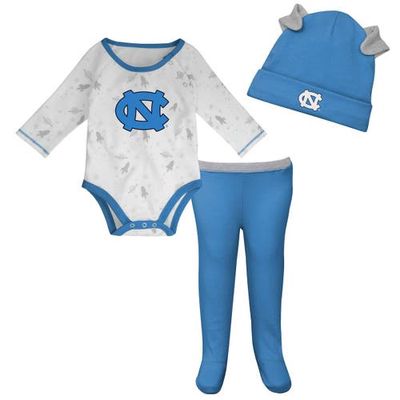 Outerstuff Newborn & Infant Carolina Blue/White North Carolina Tar Heels Dream Team Raglan Long Sleeve Bodysuit Hat & Pants Set in Light Blue at