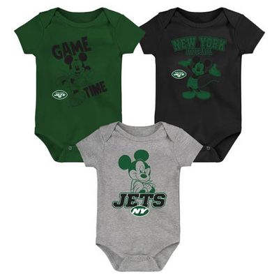 Outerstuff Newborn & Infant Green/Black/Gray New York Jets Three-Piece Disney Game Time Bodysuit Set