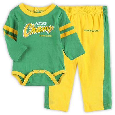 Outerstuff Newborn & Infant Green/Gold Oregon Ducks Little Kicker Long Sleeve Bodysuit & Sweatpants Set
