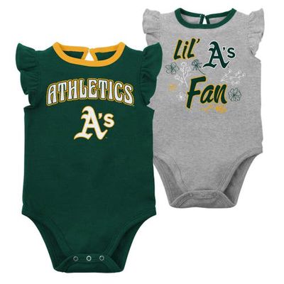 Outerstuff Newborn & Infant Green/Heather Gray Oakland Athletics Little Fan Two-Pack Bodysuit Set