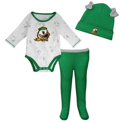 Outerstuff Newborn & Infant Green/White Oregon Ducks Dream Team Raglan Long Sleeve Bodysuit Hat & Pants Set