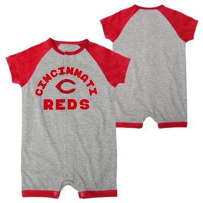 Outerstuff Newborn & Infant Heather Gray Cincinnati Reds Extra Base Hit Raglan Full-Snap Romper