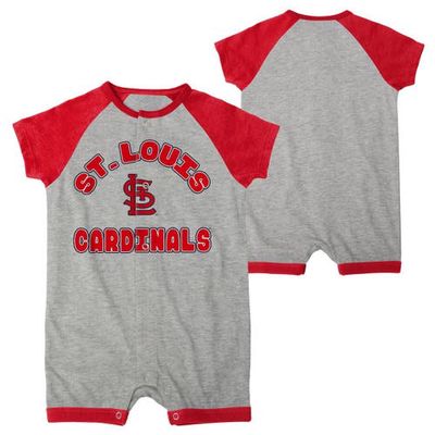 Outerstuff Newborn & Infant Heather Gray St. Louis Cardinals Extra Base Hit Raglan Full-Snap Romper