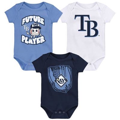 Outerstuff Newborn & Infant Light Blue/Navy/White Tampa Bay Rays Minor League Player Three-Pack Bodysuit Set